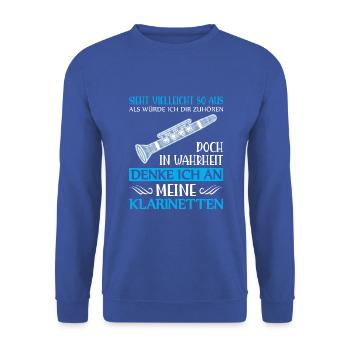Klarinette Klarinettenspieler Klarinettist - Unisex Pullover - Royalblau - Vorne - Alina (178cm) & Michal (187cm)