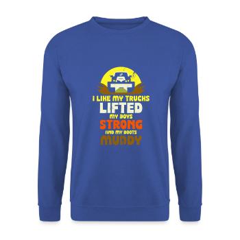 I like my trucks lifted - Lifted Truck - Unisex Pullover - Royalblau - Vorne - Alina (178cm) & Michal (187cm)
