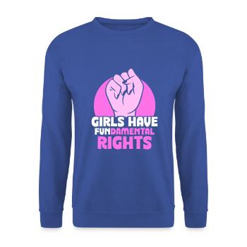 Girls have fundamental rights - Unisex Pullover - Royalblau - Vorne - Alina (178cm) & Michal (187cm)