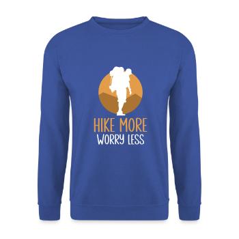 Hike more Worry less Wandern Wanderer - Unisex Pullover - Royalblau - Vorne - Alina (178cm) & Michal (187cm)