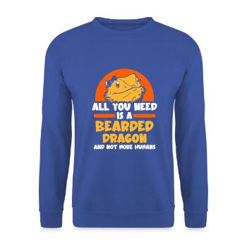 All you need is a Bearded Dragons - Unisex Pullover - Royalblau - Vorne - Alina (178cm) & Michal (187cm)