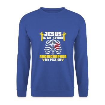 Jesus is my savior radiographer my passion - Unisex Pullover - Royalblau - Vorne - Alina (178cm) & Michal (187cm)