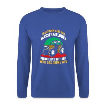 Traktoren sind wie wassermelonen Landwirt Traktor - Unisex Pullover - Royalblau - Vorne - Alina (178cm) & Michal (187cm)