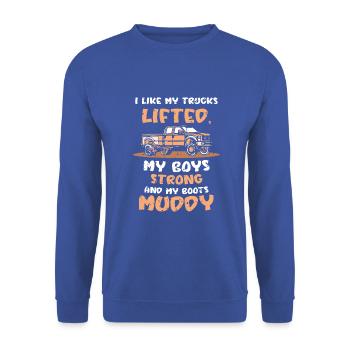 I like my trucks lifted - Unisex Pullover - Royalblau - Vorne - Alina (178cm) & Michal (187cm)