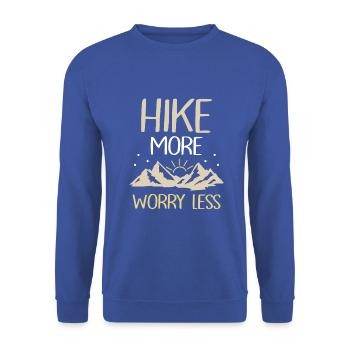 Hike more Worry less Wandern Wanderer - Unisex Pullover - Royalblau - Vorne - Alina (178cm) & Michal (187cm)