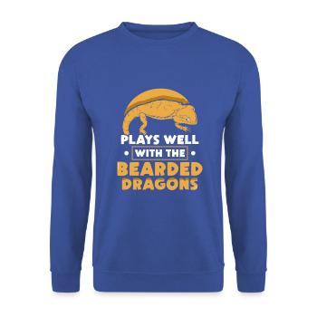 plays well with the Bearded Dragons - Unisex Pullover - Royalblau - Vorne - Alina (178cm) & Michal (187cm)