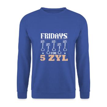 Fridays for 5 ZYL Tuner Tuning 5 Zylinder - Unisex Pullover - Royalblau - Vorne - Alina (178cm) & Michal (187cm)