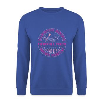 Klarinette Klarinettenspieler Klarinettist - Unisex Pullover - Royalblau - Vorne - Alina (178cm) & Michal (187cm)