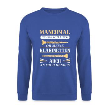 Klarinette Klarinettenspieler Klarinettist - Unisex Pullover - Royalblau - Vorne - Alina (178cm) & Michal (187cm)