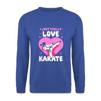 I just really love Karate - Unisex Pullover - Royalblau - Vorne - Alina (178cm) & Michal (187cm)