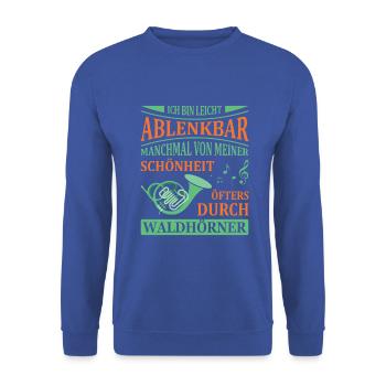Waldhorn Waldhornspieler Hornist - Unisex Pullover - Royalblau - Vorne - Alina (178cm) & Michal (187cm)