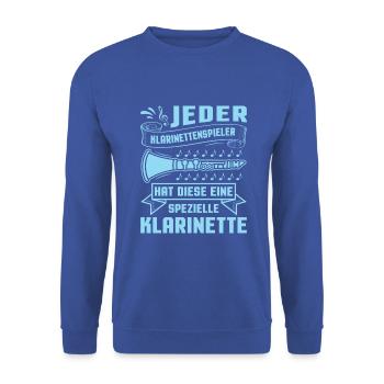 Klarinette Klarinettenspieler Klarinettist - Unisex Pullover - Royalblau - Vorne - Alina (178cm) & Michal (187cm)