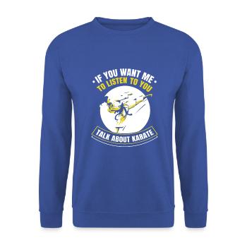 If You want me to listen to you - talk about Karat - Unisex Pullover - Royalblau - Vorne - Alina (178cm) & Michal (187cm)