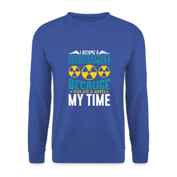 I became a radiographer - Unisex Pullover - Royalblau - Vorne - Alina (178cm) & Michal (187cm)