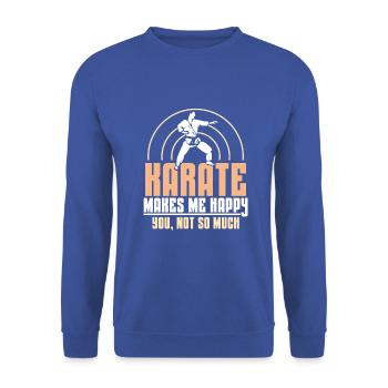 Karate makes me happy you, not so much - Unisex Pullover - Royalblau - Vorne - Alina (178cm) & Michal (187cm)
