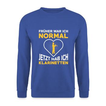 Klarinette Klarinettenspieler Klarinettist - Unisex Pullover - Royalblau - Vorne - Alina (178cm) & Michal (187cm)