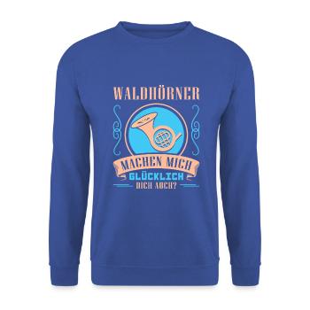 Waldhorn Waldhornspieler Hornist - Unisex Pullover - Royalblau - Vorne - Alina (178cm) & Michal (187cm)