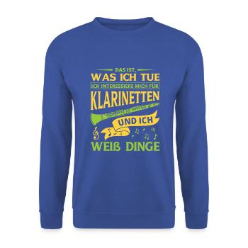 Klarinette Klarinettenspieler Klarinettist - Unisex Pullover - Royalblau - Vorne - Alina (178cm) & Michal (187cm)