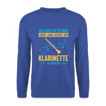 Klarinette Klarinettenspieler Klarinettist - Unisex Pullover - Royalblau - Vorne - Alina (178cm) & Michal (187cm)