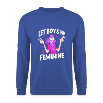 Let Boys Be Feminine - Unisex Pullover - Royalblau - Vorne - Alina (178cm) & Michal (187cm)