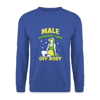 Male hypocrisy laws off body - Unisex Pullover - Royalblau - Vorne - Alina (178cm) & Michal (187cm)