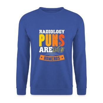 Radiology puns are humerus - Unisex Pullover - Royalblau - Vorne - Alina (178cm) & Michal (187cm)