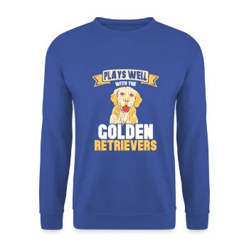 Plays well with the Golden retrievers - Unisex Pullover - Royalblau - Vorne - Alina (178cm) & Michal (187cm)