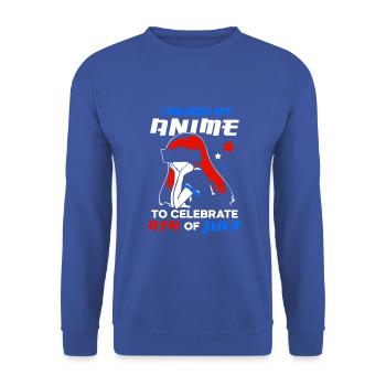 I paused my anime to celebrate 4th of july - Unisex Pullover - Royalblau - Vorne - Alina (178cm) & Michal (187cm)