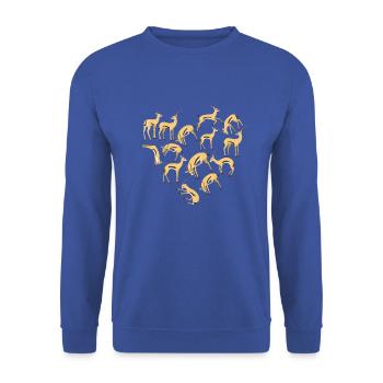 Herz Antilope - Unisex Pullover - Royalblau - Vorne - Alina (178cm) & Michal (187cm)