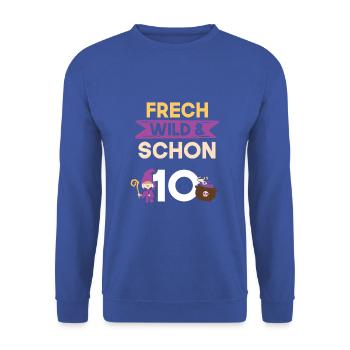 10 Jahre Geburtstag Junge Mädchen Halloween Hexe - Unisex Pullover - Royalblau - Vorne - Alina (178cm) & Michal (187cm)