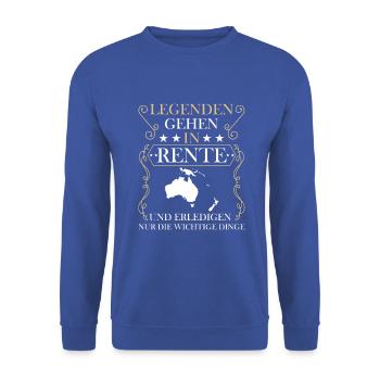 Rentner Rente Rentenbeginn Australien - Unisex Pullover - Royalblau - Vorne - Alina (178cm) & Michal (187cm)