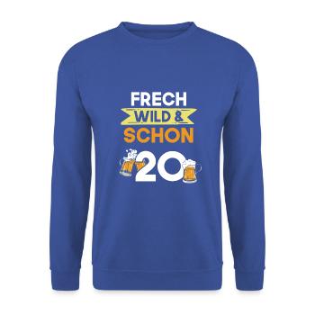Geschenk 20 Jahre Geburtstag Bier Biertrinker - Unisex Pullover - Royalblau - Vorne - Alina (178cm) & Michal (187cm)
