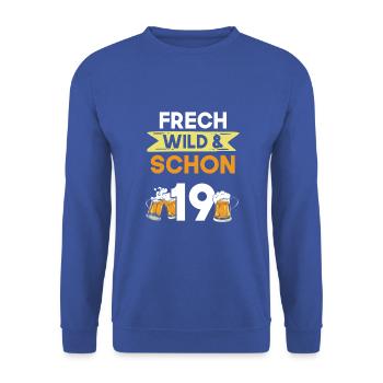 19 Jahre Geburtstag Bier Biertrinker - Unisex Pullover - Royalblau - Vorne - Alina (178cm) & Michal (187cm)