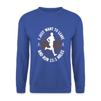 leave and run 13.1 miles Half Marathon - Unisex Pullover - Royalblau - Vorne - Alina (178cm) & Michal (187cm)