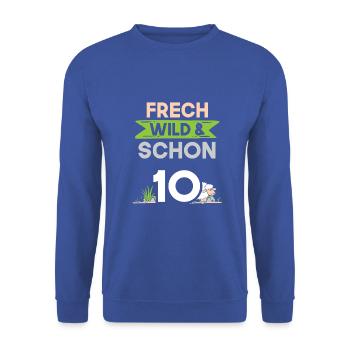 10 Jahre Geburtstag Junge Mädchen Schaf - Unisex Pullover - Royalblau - Vorne - Alina (178cm) & Michal (187cm)