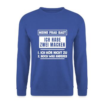 Meine Störung hat Persönlichkeit - Unisex Pullover - Royalblau - Vorne - Alina (178cm) & Michal (187cm)