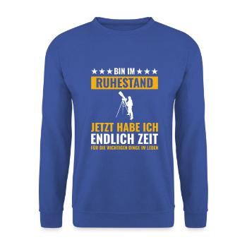 Rentner Rente Rentenbeginn Astronomie Weltall - Unisex Pullover - Royalblau - Vorne - Alina (178cm) & Michal (187cm)