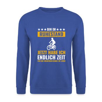 Rentner Rente Rentenbeginn Fahrrad fahren - Unisex Pullover - Royalblau - Vorne - Alina (178cm) & Michal (187cm)