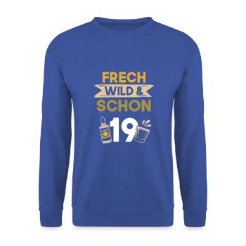 19 Jahre Geburtstag Whiskey - Unisex Pullover - Royalblau - Vorne - Alina (178cm) & Michal (187cm)