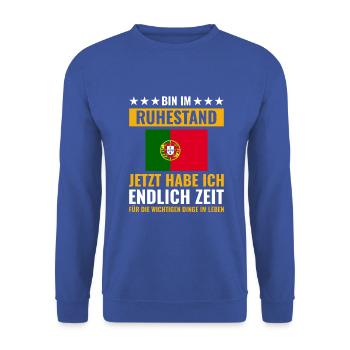 Rentner Rente Rentenbeginn Portugal - Unisex Pullover - Royalblau - Vorne - Alina (178cm) & Michal (187cm)