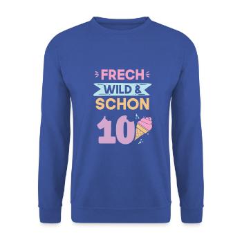 10 Jahre Geburtstag Junge Mädchen Eis essen - Unisex Pullover - Royalblau - Vorne - Alina (178cm) & Michal (187cm)