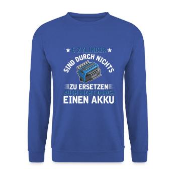 6 Zylinder Tuner Tuning V6 - Unisex Pullover - Royalblau - Vorne - Alina (178cm) & Michal (187cm)