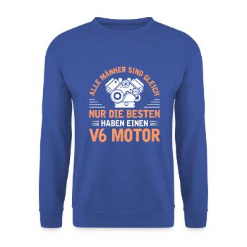 6 Zylinder Tuner Tuning V6 - Unisex Pullover - Royalblau - Vorne - Alina (178cm) & Michal (187cm)
