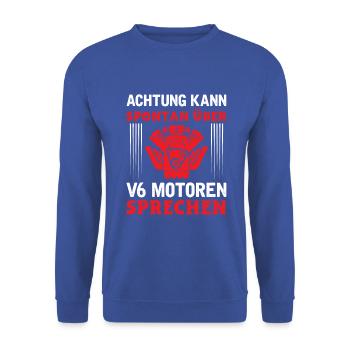 6 Zylinder Tuner Tuning V6 - Unisex Pullover - Royalblau - Vorne - Alina (178cm) & Michal (187cm)