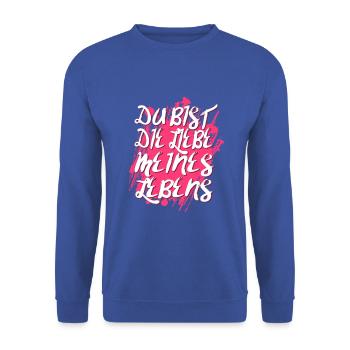 Du bist die Liebe meines Lebens Valentinstag - Unisex Pullover - Royalblau - Vorne - Alina (178cm) & Michal (187cm)