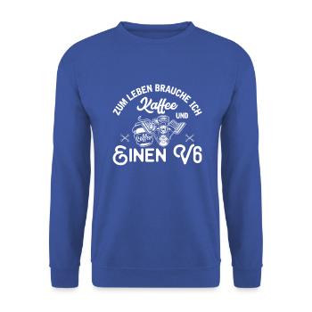 6 Zylinder Tuner Tuning V6 - Unisex Pullover - Royalblau - Vorne - Alina (178cm) & Michal (187cm)