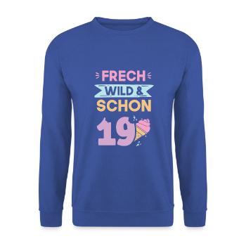 19 Jahre Geburtstag Eis essen - Unisex Pullover - Royalblau - Vorne - Alina (178cm) & Michal (187cm)