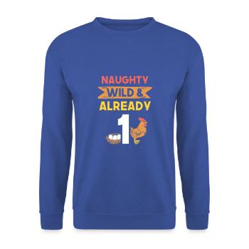 Geschenk 1 Jahr Geburtstag Huhn Hühner - Unisex Pullover - Royalblau - Vorne - Alina (178cm) & Michal (187cm)