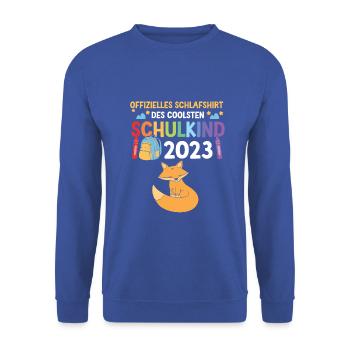 Fuchs Schulanfang Schulkind 2023 - Unisex Pullover - Royalblau - Vorne - Alina (178cm) & Michal (187cm)