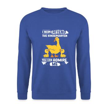 Ente Kita Kindergarten 2023 - Unisex Pullover - Royalblau - Vorne - Alina (178cm) & Michal (187cm)